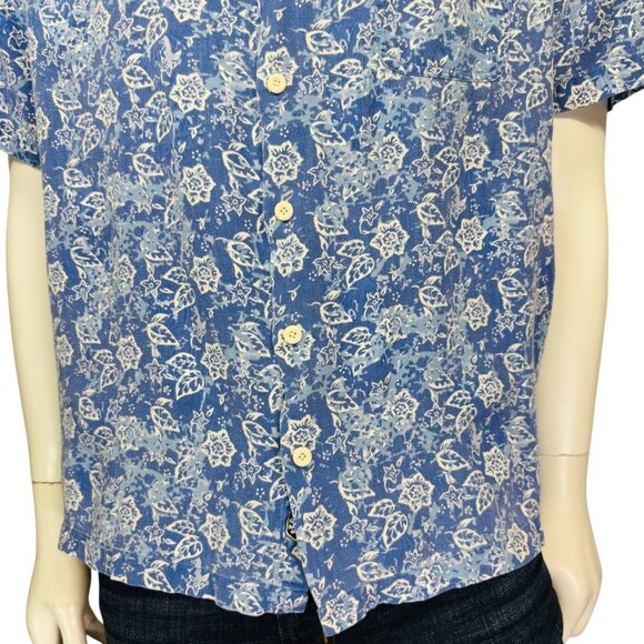 Nat Nast Mens Silk Hawaiian Shirt Blue Floral Short Sleeve Button Size XL - Picture 4 of 12
